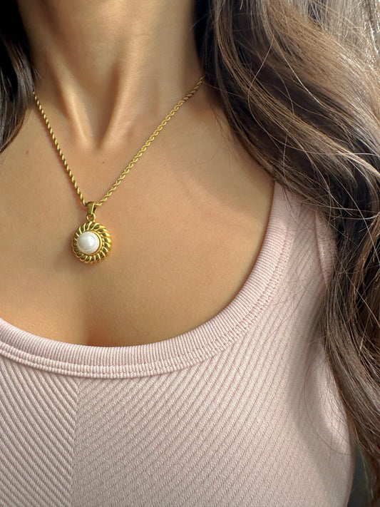 Croissant Pearl Pendant Necklace